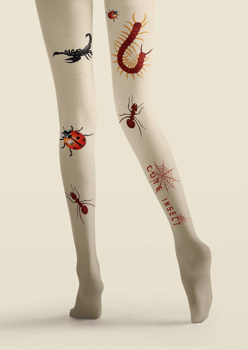 Insect Tattoo Printed Tights Hosiery Pantyhose