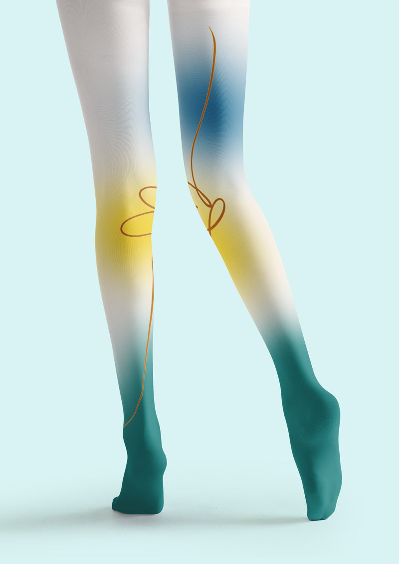 Gradient Line Printed Tights Hosiery Pantyhose