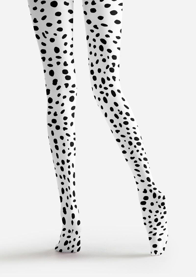 Black White Dalmatian Tights Hosiery Pantyhose
