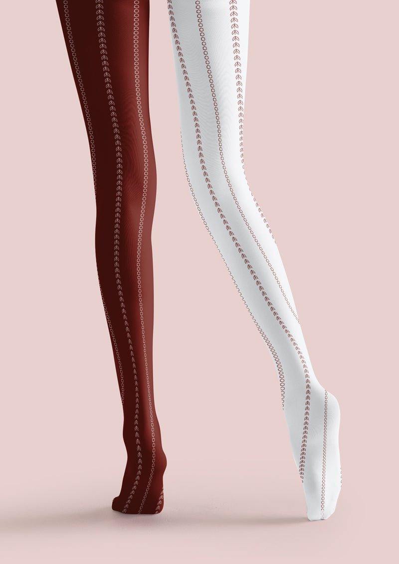 Red White Stitch Tights Hosiery Pantyhose