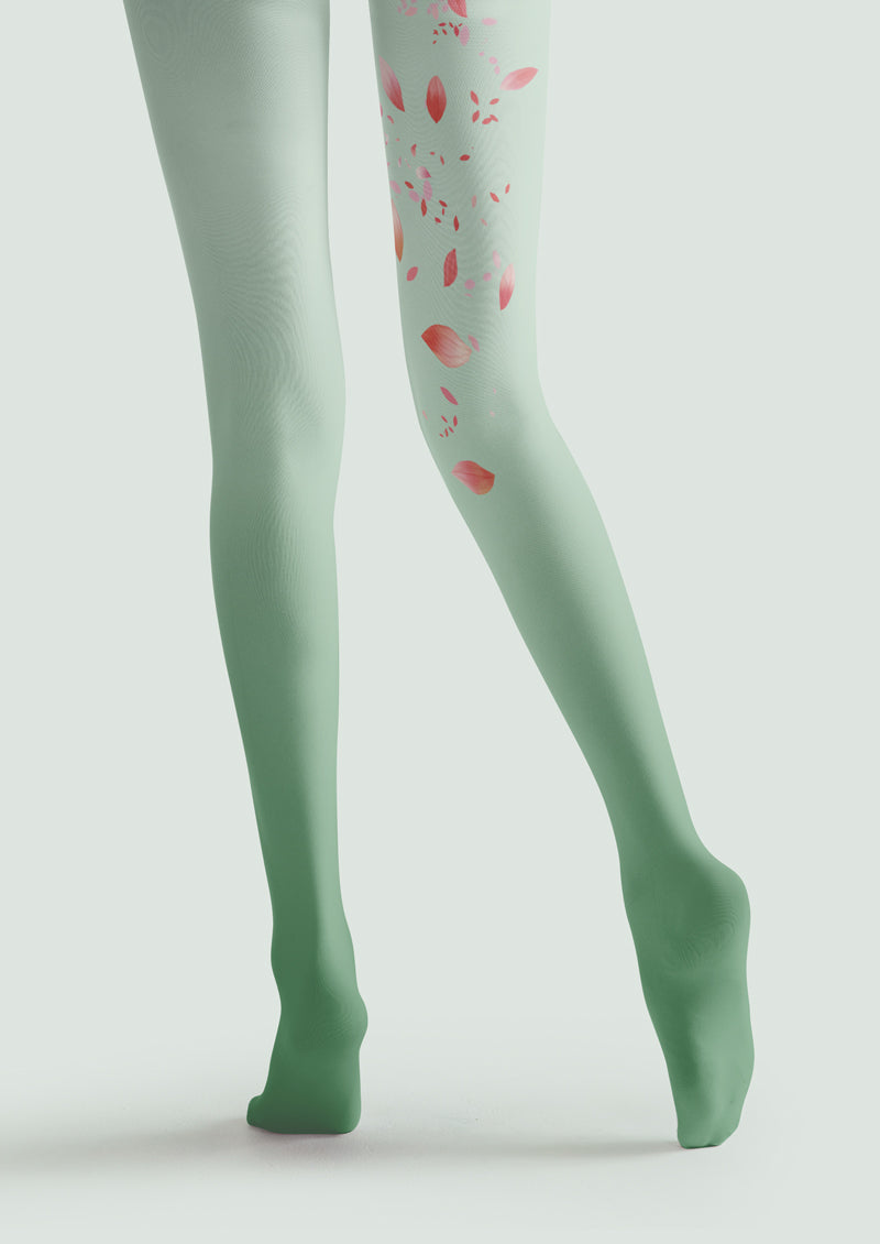 Green Sakura Deer Floral Tights Hosiery Pantyhose