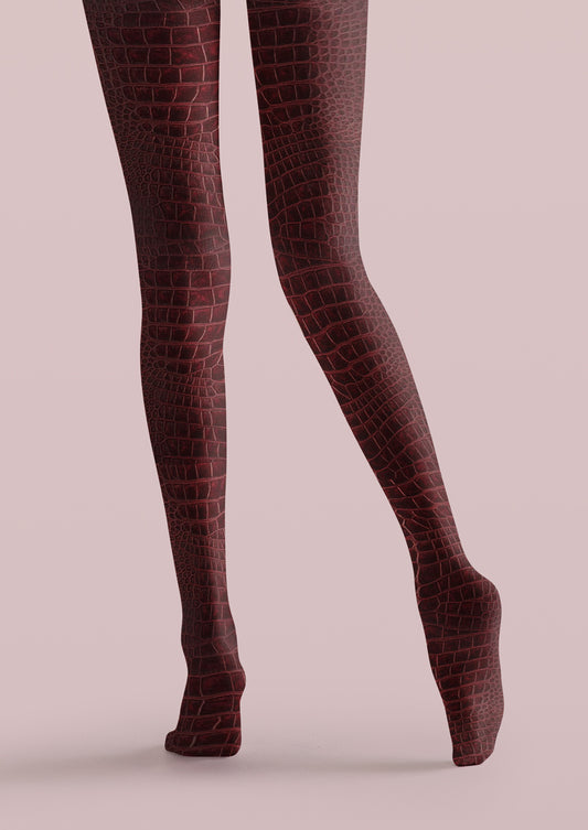 Crocodile Texture Printed Tights Hosiery Pantyhose