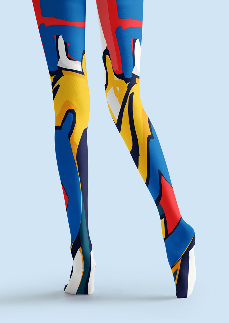 Color Block Pop Art Geometric Tights Hosiery Pantyhose