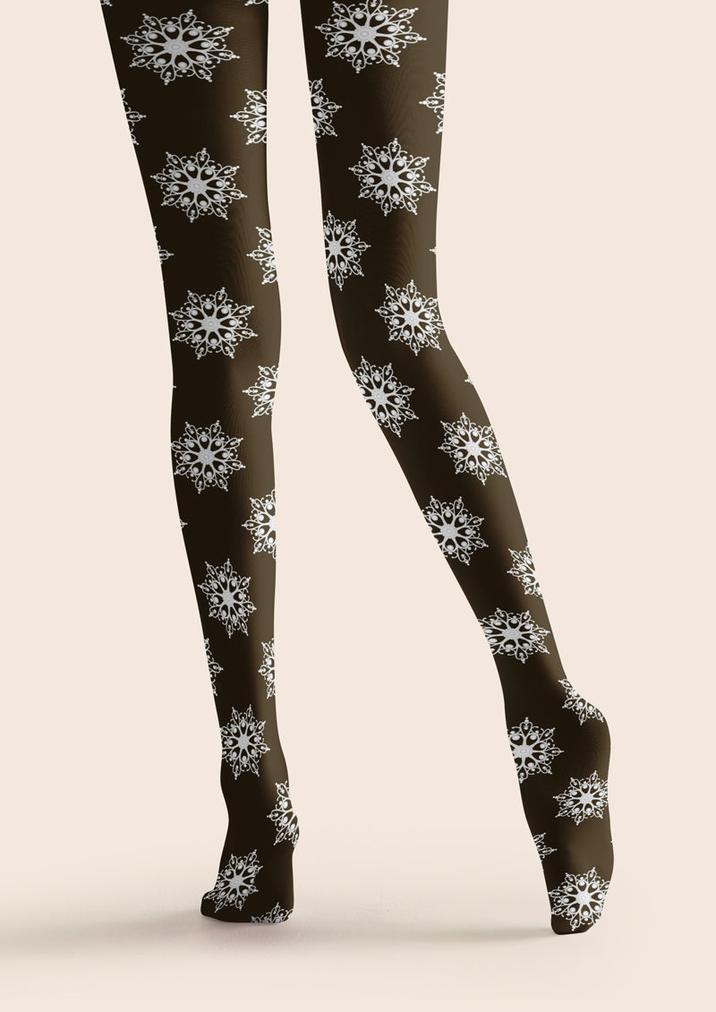 Brown Snowflake Tights Hosiery Pantyhose