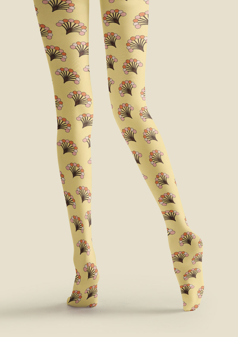 Yellow Umbrella Flower Tights Hosiery Pantyhose