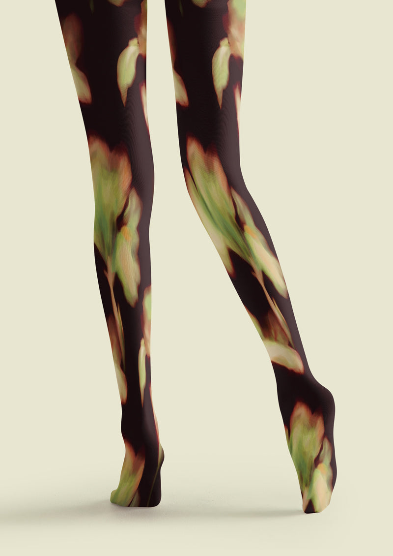 Brown Ginkgo Leaf Tights Hosiery Pantyhose