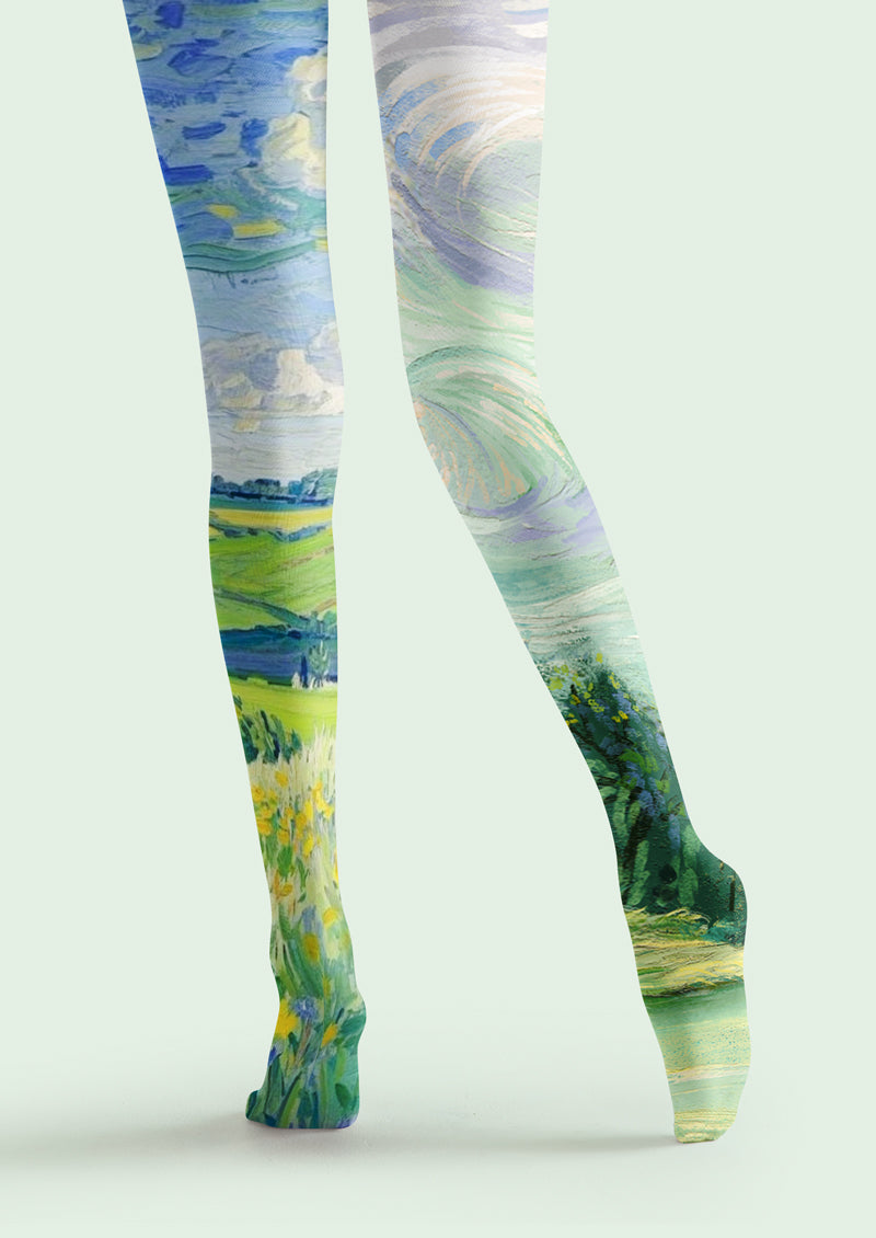Van Gogh Landscape Oil Painting Tights Hosiery Pantyhose