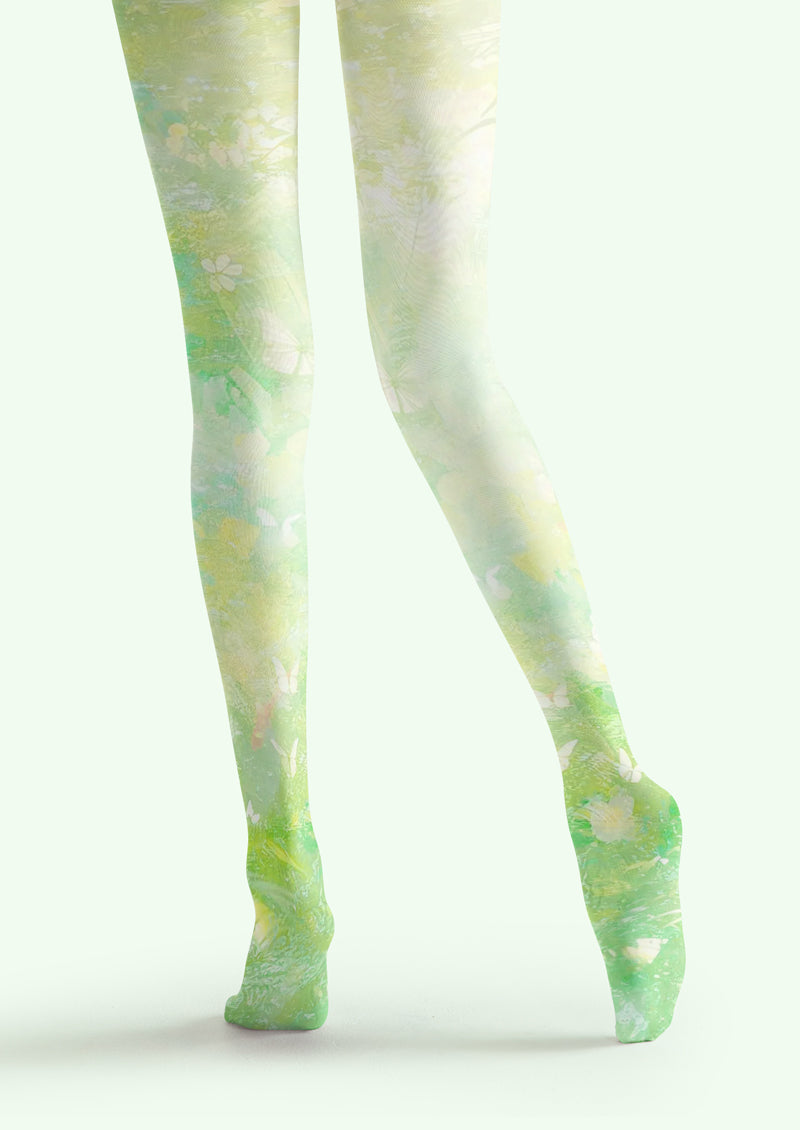 Green Watercolor Swirl Tights Hosiery Pantyhose