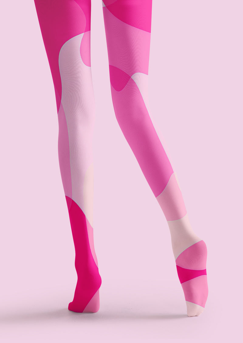 Pink White Geometric Tights Hosiery Pantyhose