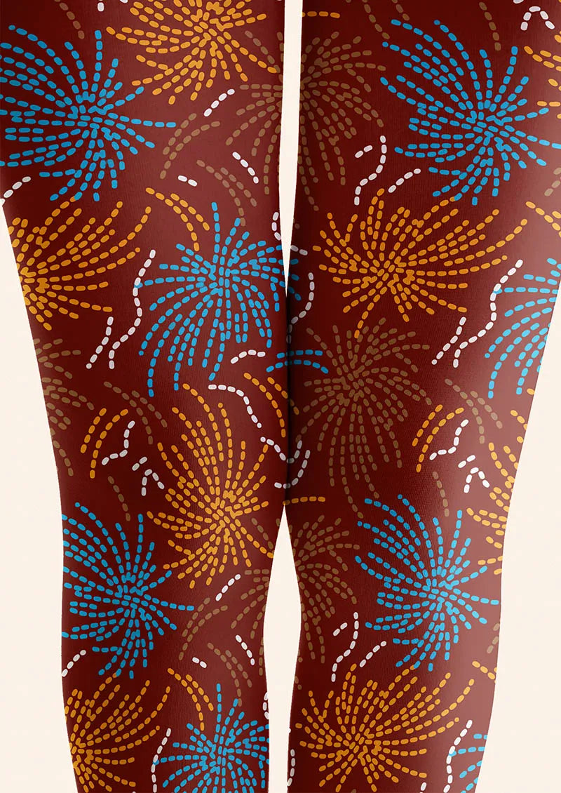 Geometric Art Neon Fireworks Tights Hosiery Pantyhose