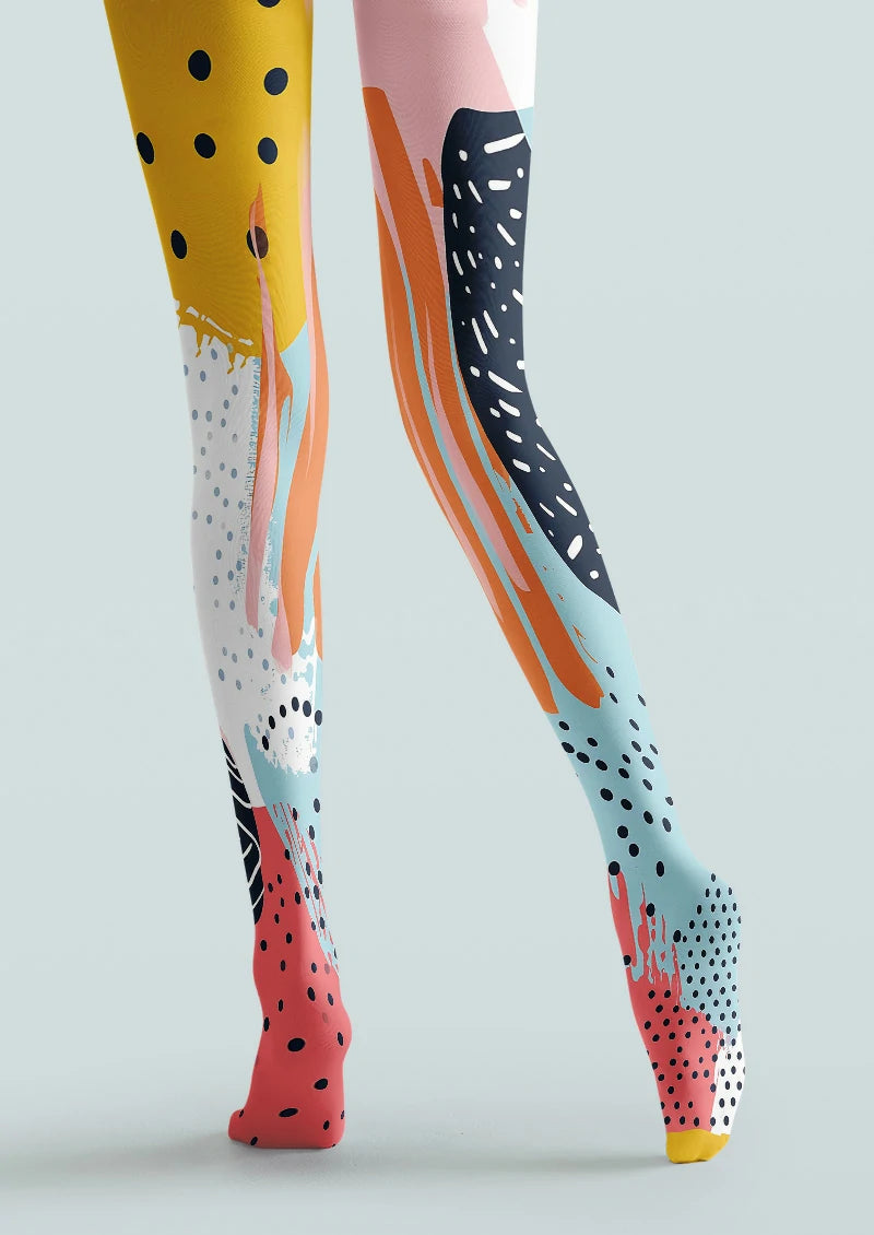 Abstract Pop Art Polka Dot Tights Hosiery Pantyhose