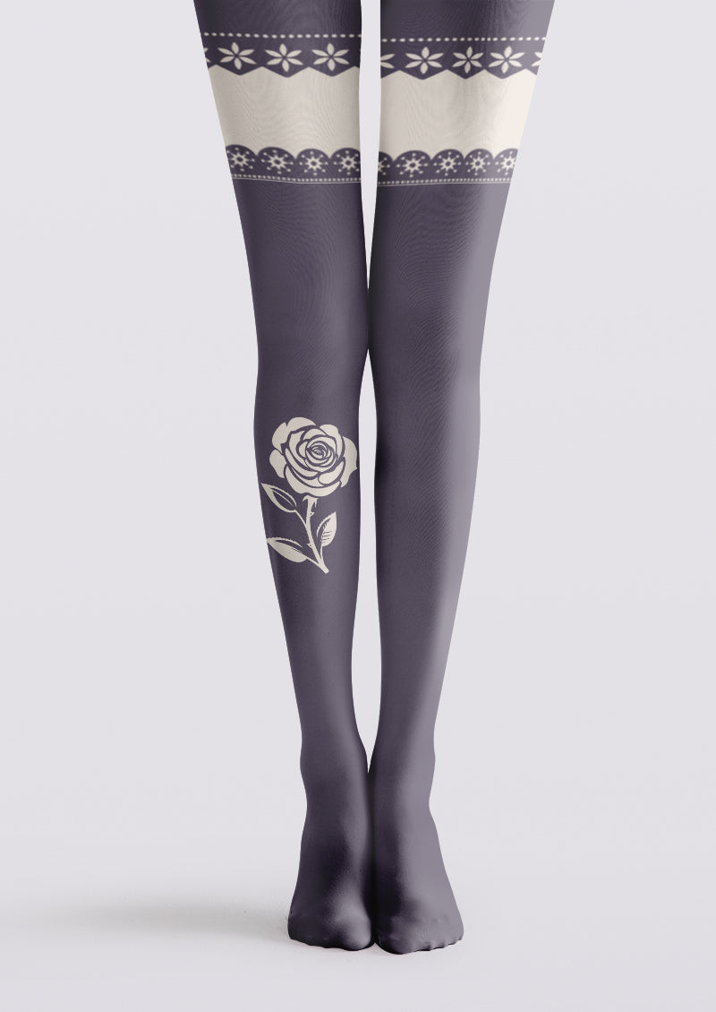 Rose Lace Patchwork Printed Tights Hosiery Pantyhose