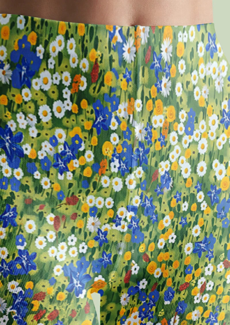 Green Daisy Meadow Tights