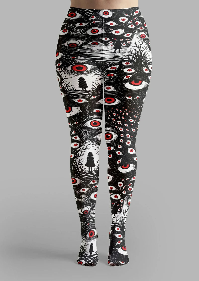 Black Red Eye Tights