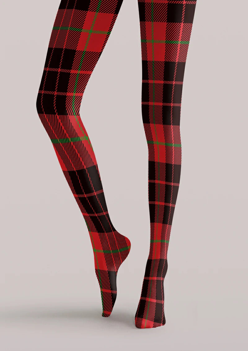Black Red Plaid Tights