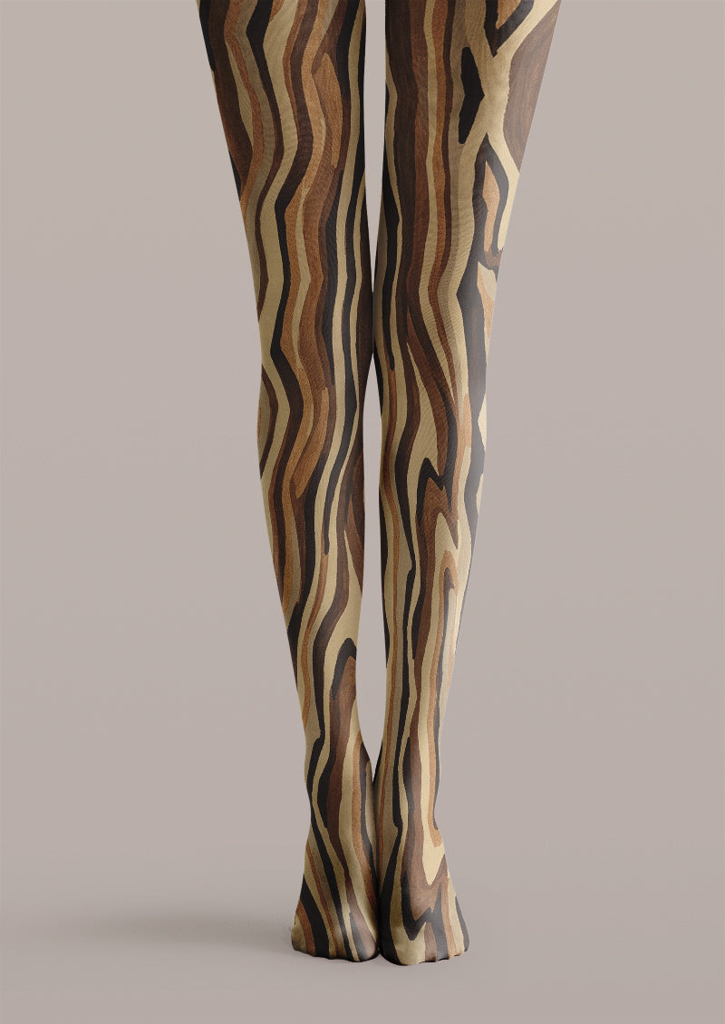 Wood Grain Wavy Animal Print Tights Hosiery Pantyhose