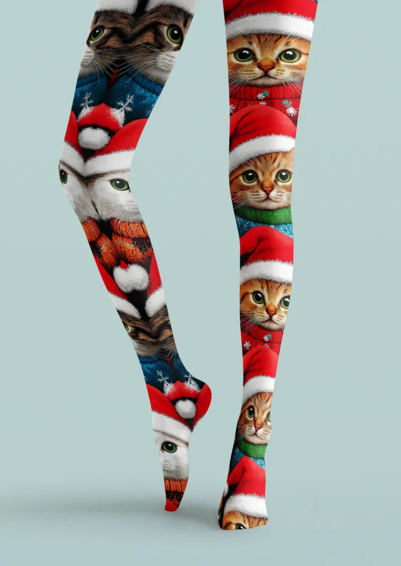 Red Christmas Cat Tights