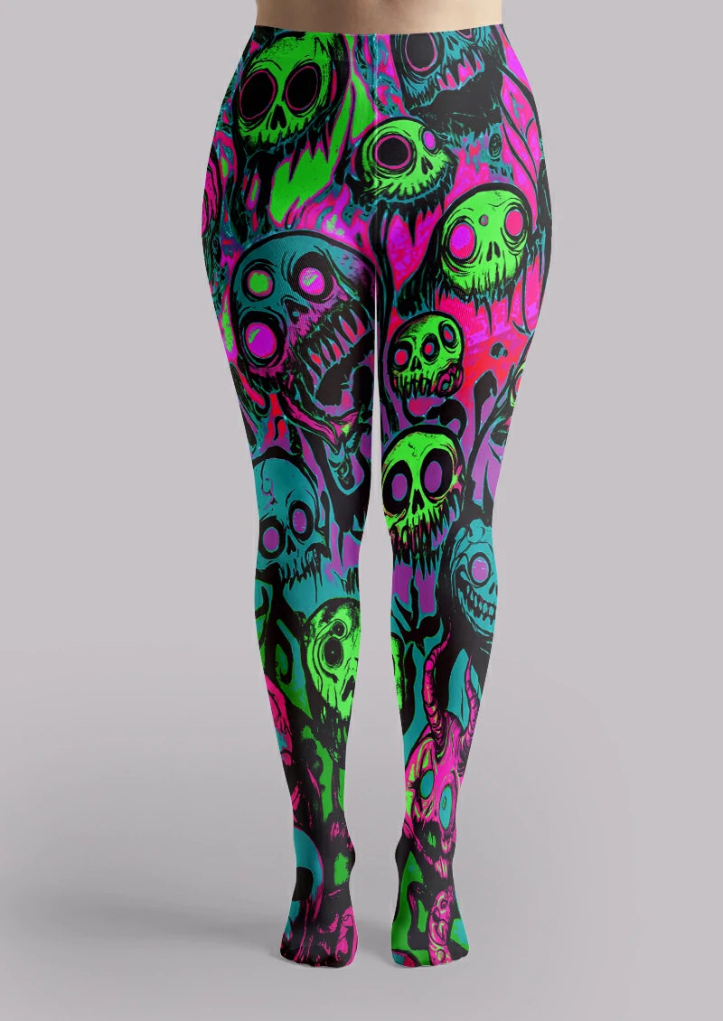 Black Neon Skull Tights