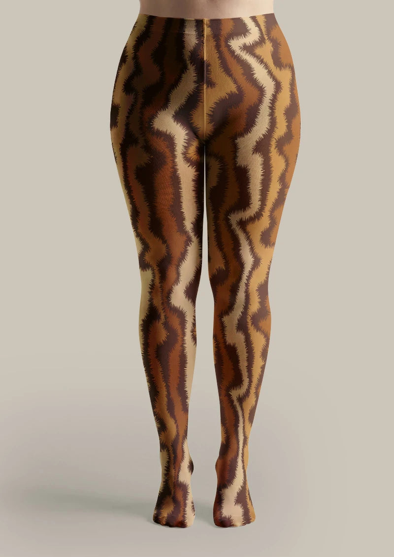 Brown Animal Stripe Tights