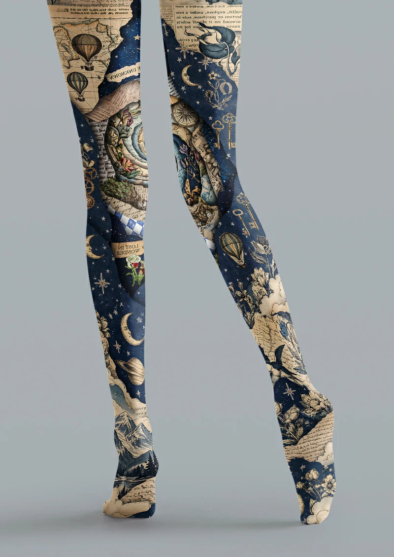 Navy Celestial Collage Tights