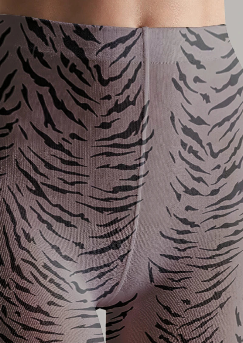 Gray Tiger Print Tights