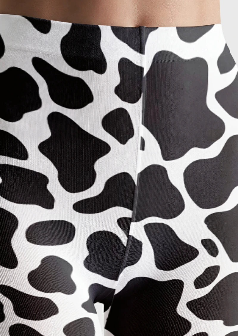 Black White Cow Print Tights