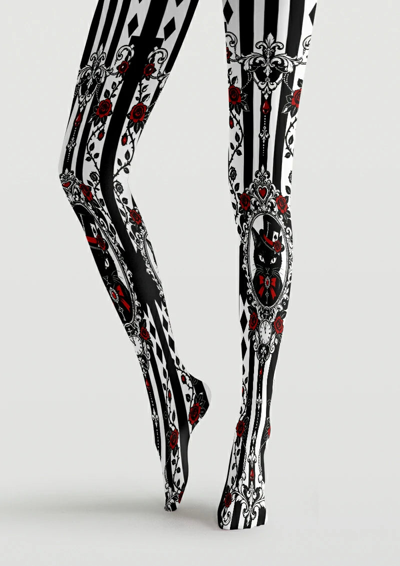 Black Cat and Red Rose Tights