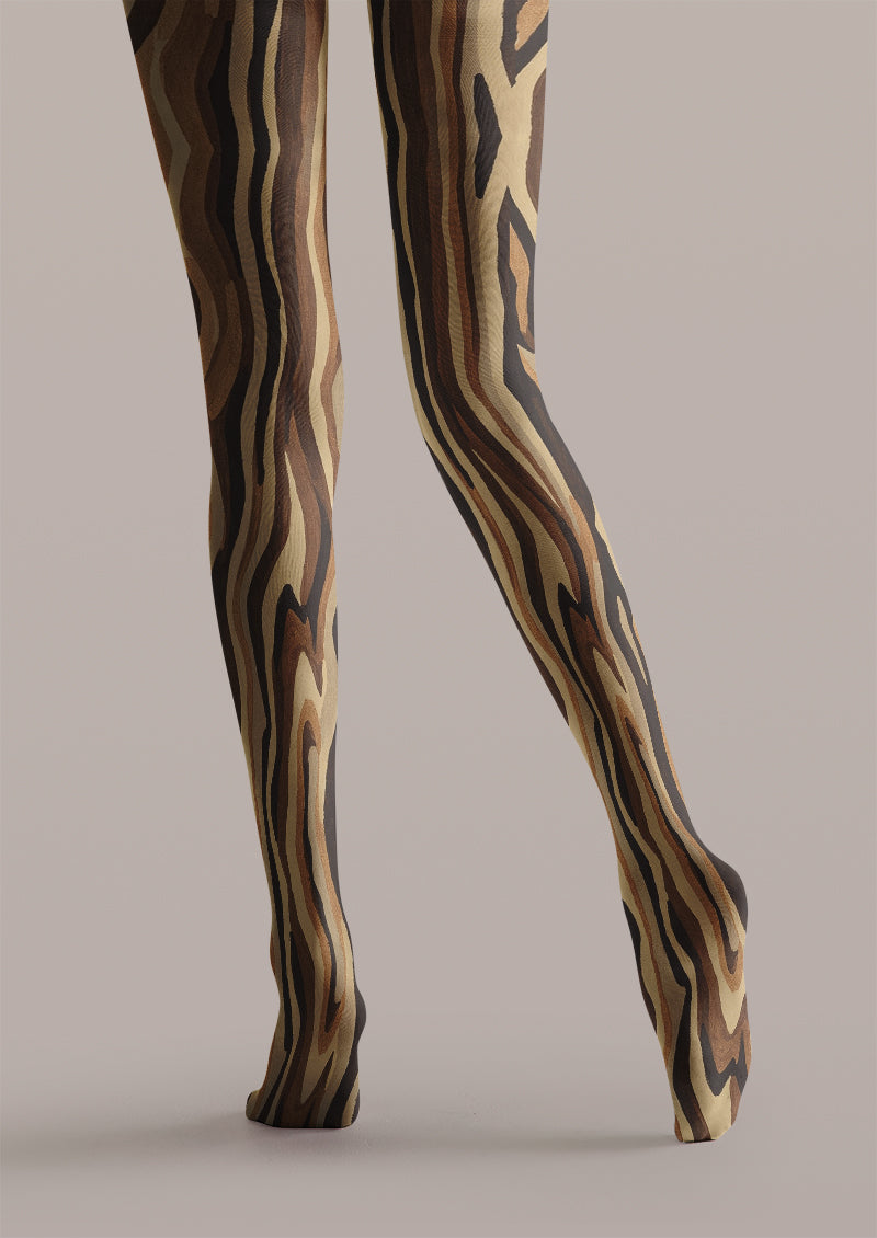 Wood Grain Wavy Animal Print Tights Hosiery Pantyhose