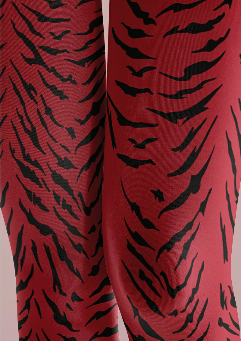 Red Tiger Print Tights