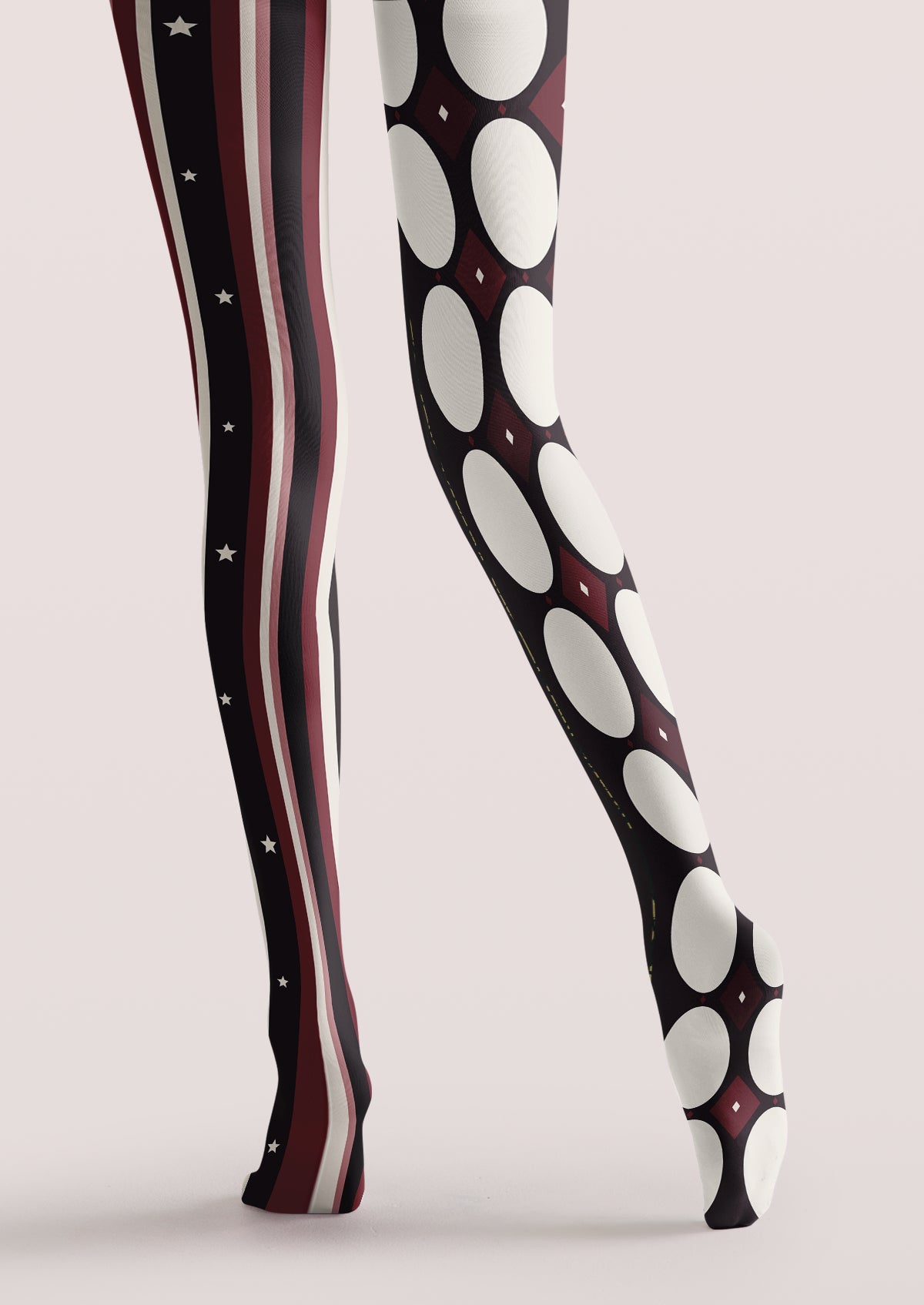 Black Geometric Stripe Tights