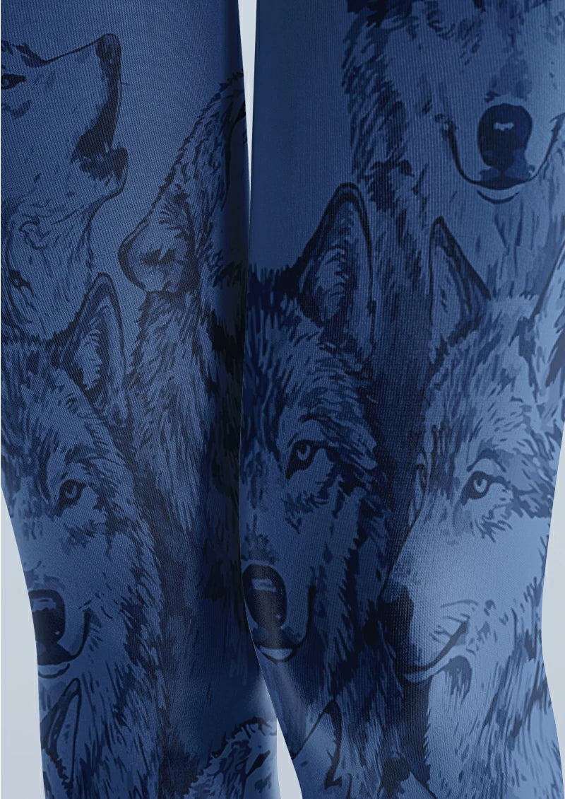 Blue Wolf Portrait Tights