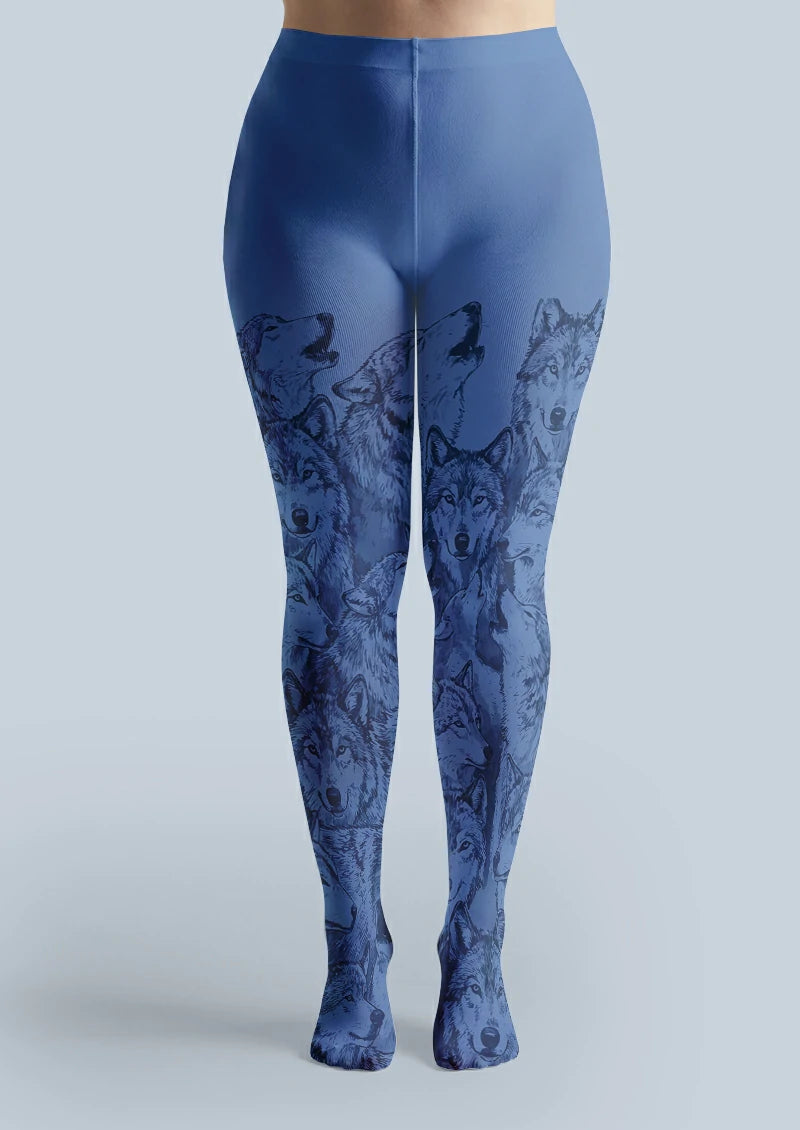 Blue Wolf Portrait Tights