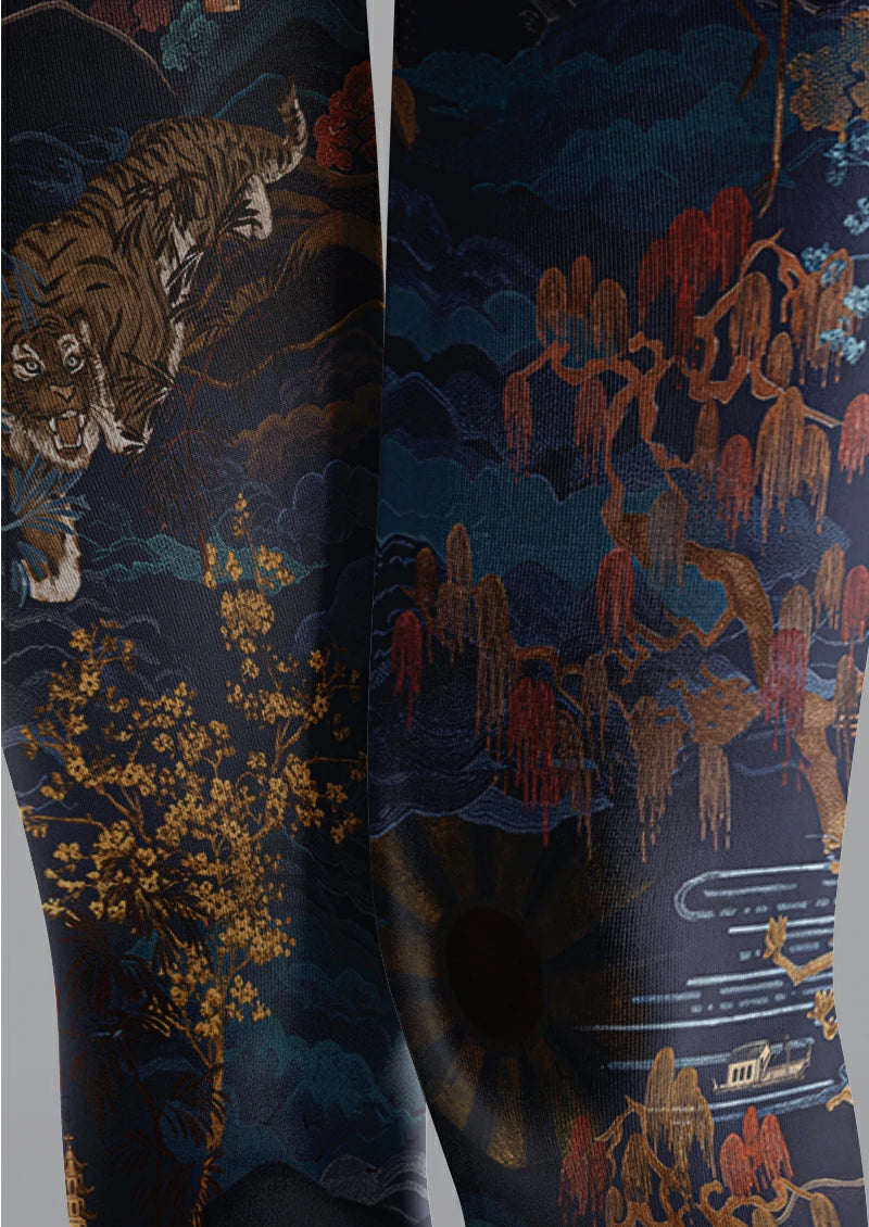 Navy Tiger and Eagle Tights