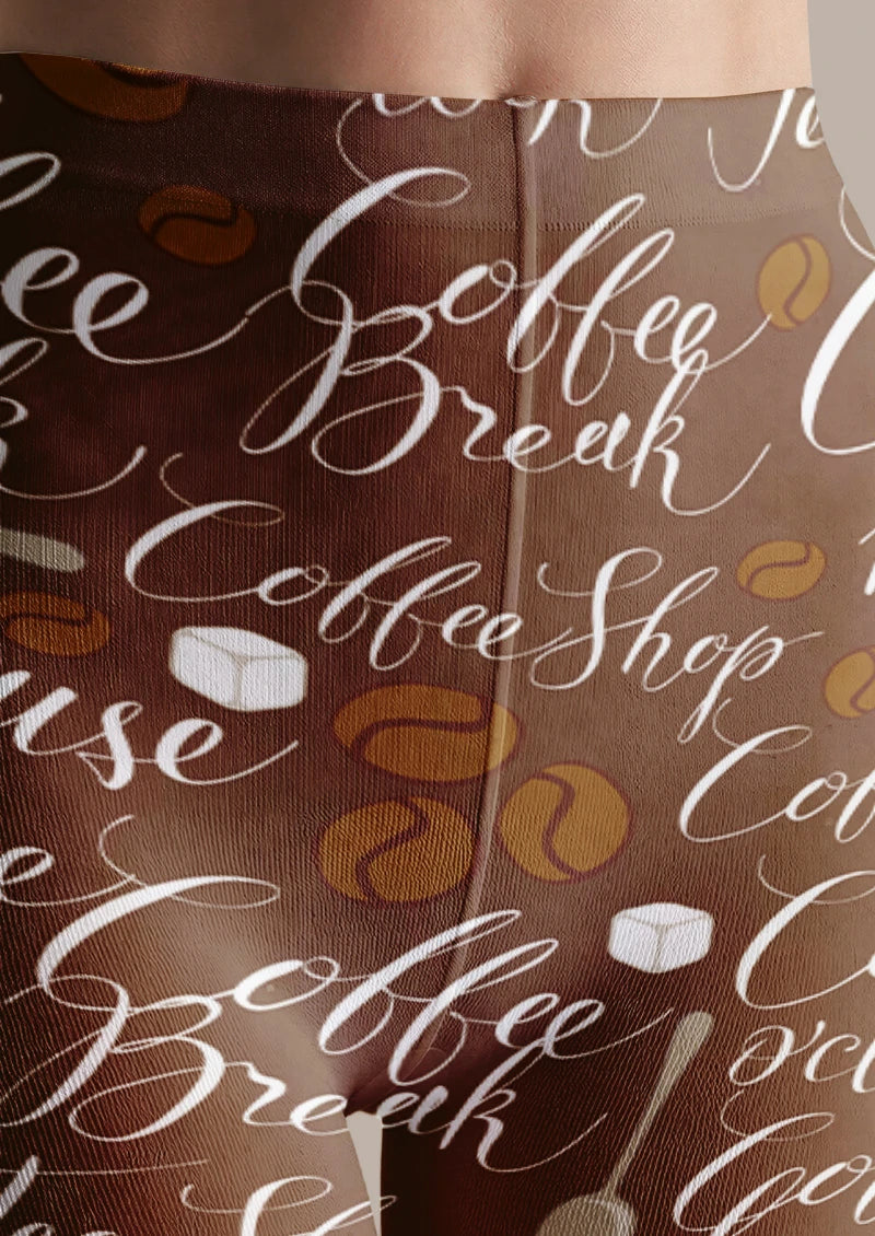 Brown Coffee Script Tights