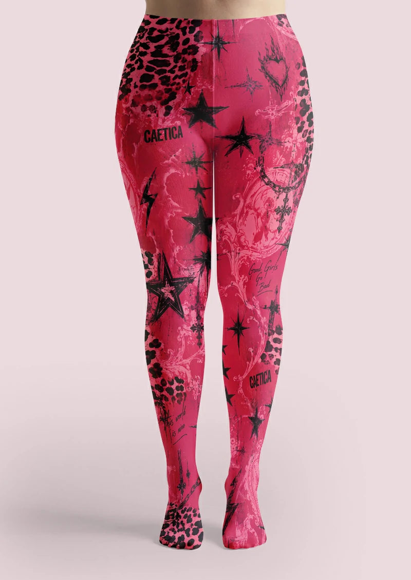 Pink Star Graphic Tights
