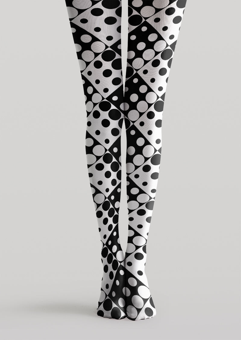 Black White Geometric Polka Dot Plaid Tights Hosiery Pantyhose