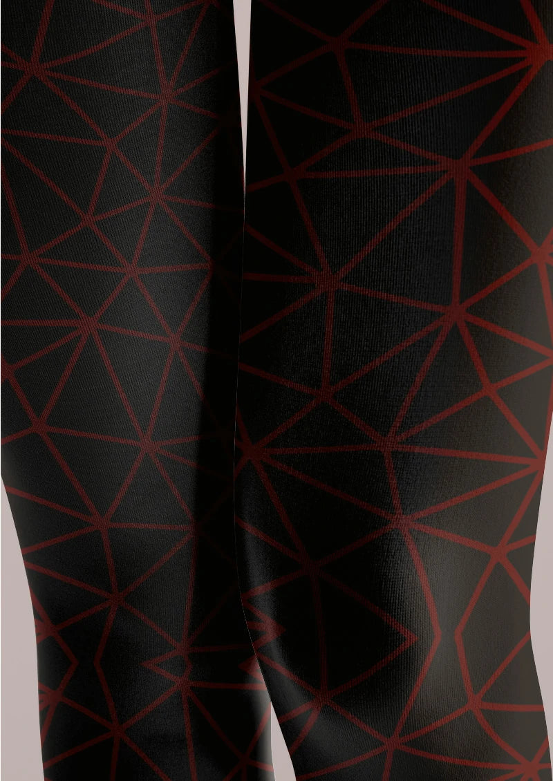 Black Red Angular Line Tights