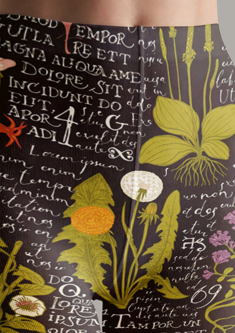 Botanical Script Floral Tights Hosiery Pantyhose