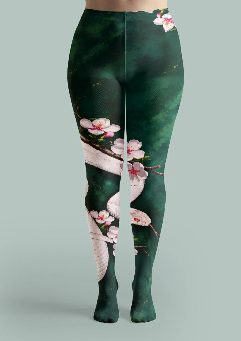 Green Snake and Blossom Tights