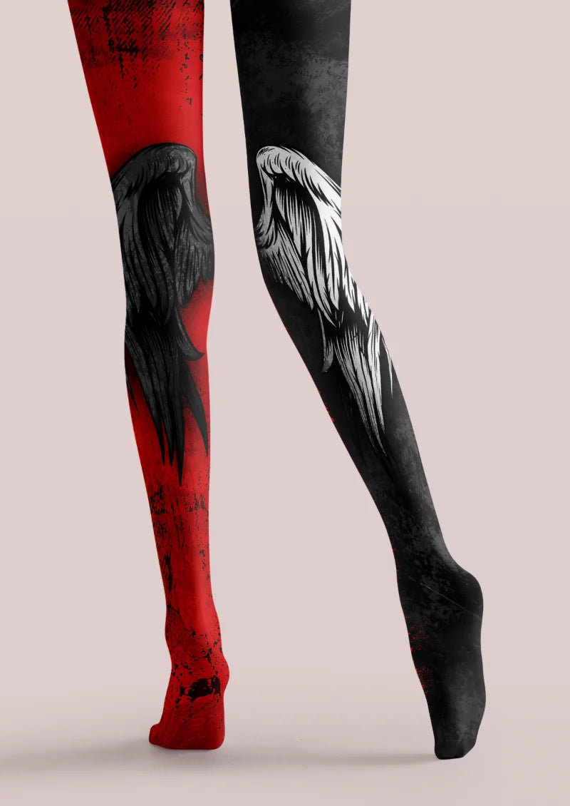 Black Red Angel Wing Tights