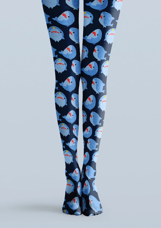Cute Shark Cartoon Ocean Print Tights Hosiery Pantyhose