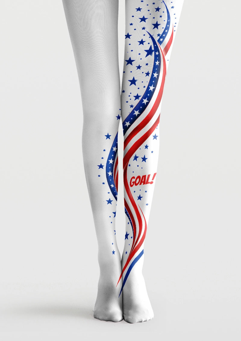 World Cup Goal Star Ribbon Print Tights Hosiery Pantyhose