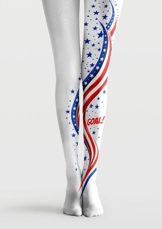 World Cup Goal Star Ribbon Print Tights Hosiery Pantyhose
