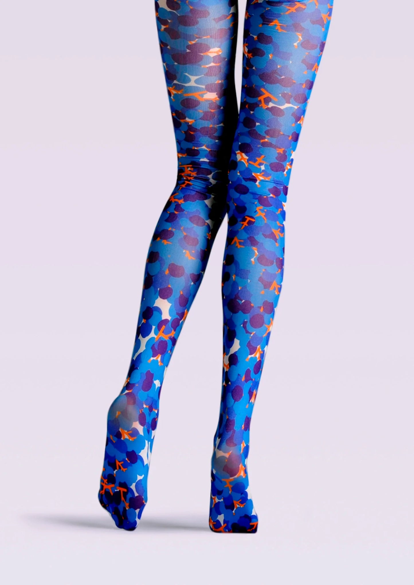 Fun art Print Tights Color Pantyhose/Tights [Cat in Purple vineyard]