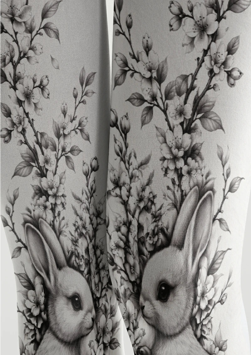 White Rabbit Floral Tights