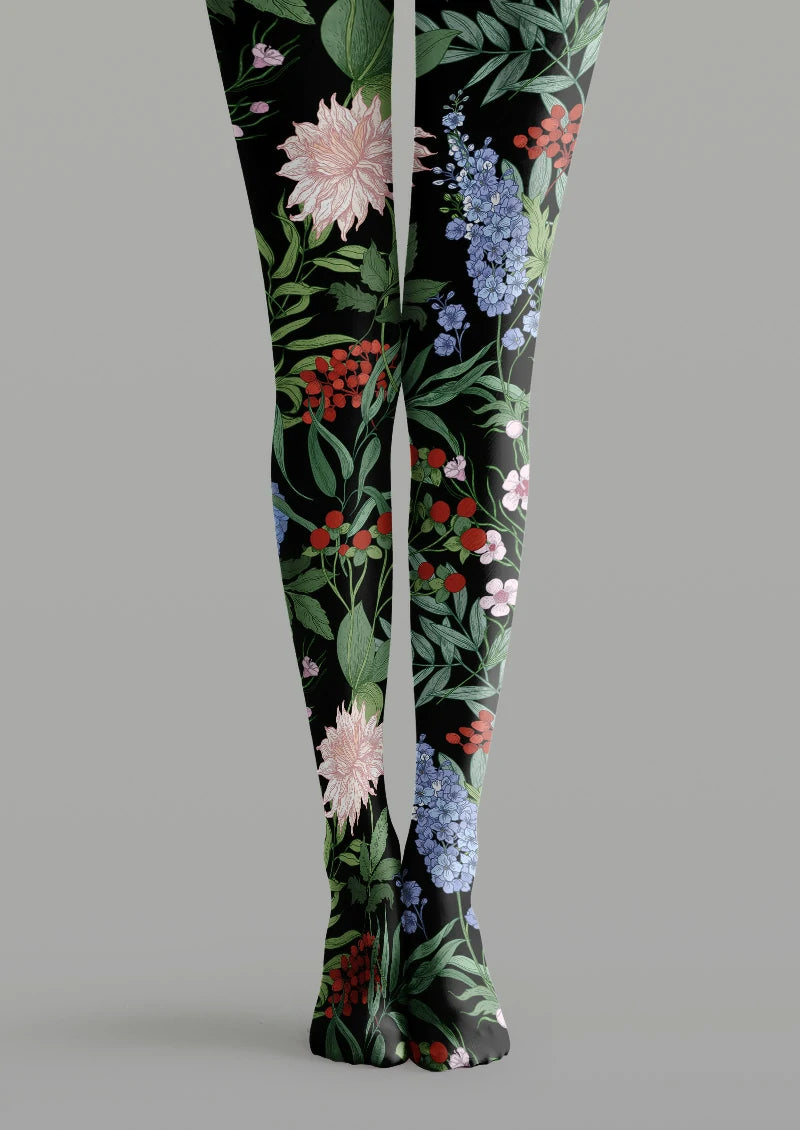 Wildflower Berry Botanical Tights Hosiery Pantyhose