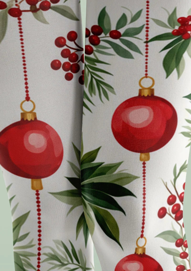 White Christmas Ornament Tights