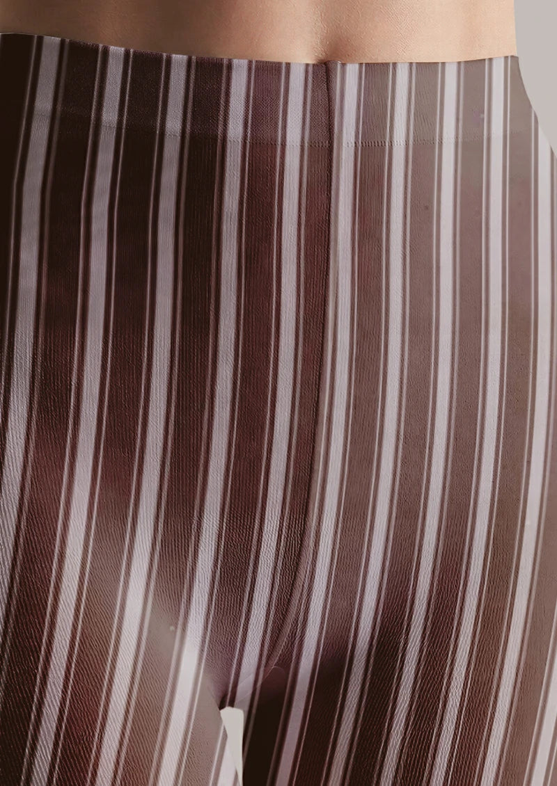 Brown Vertical Stripe Tights