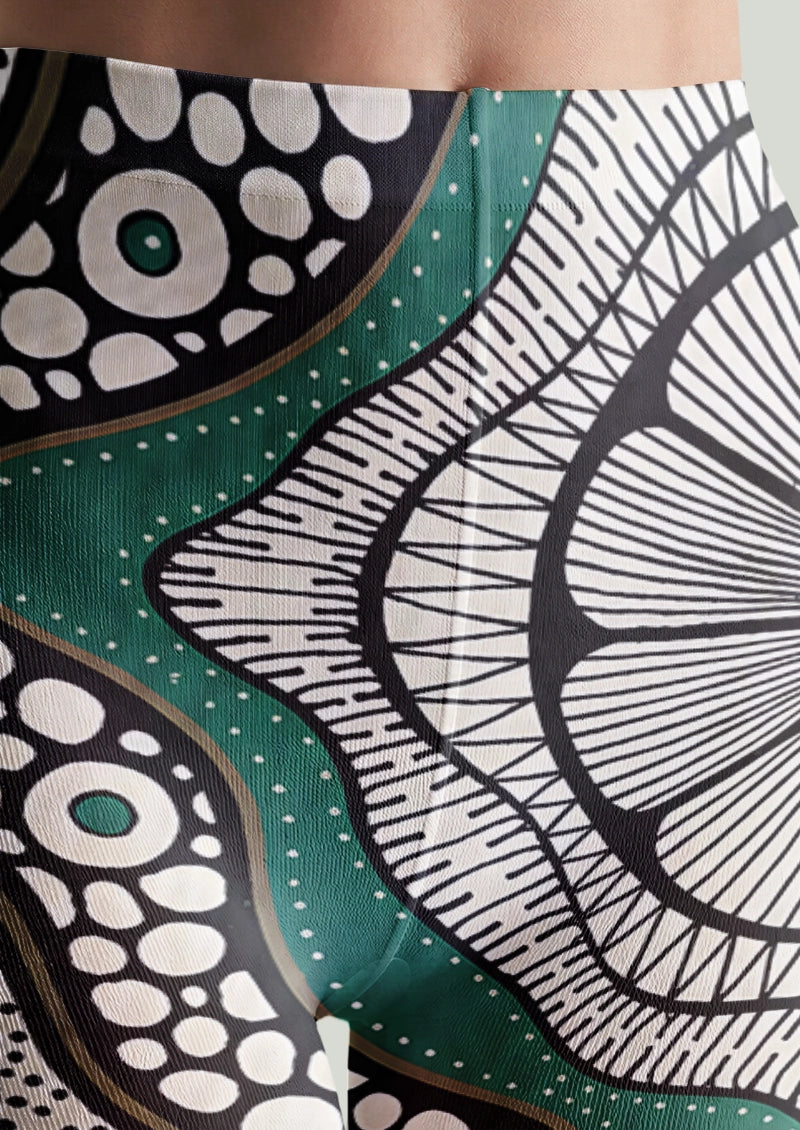 Teal Abstract Dot Graphic Tights Hosiery Pantyhose