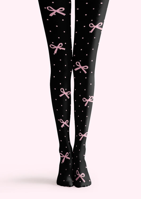 Polka Dot Bow Printed Tights Hosiery Pantyhose